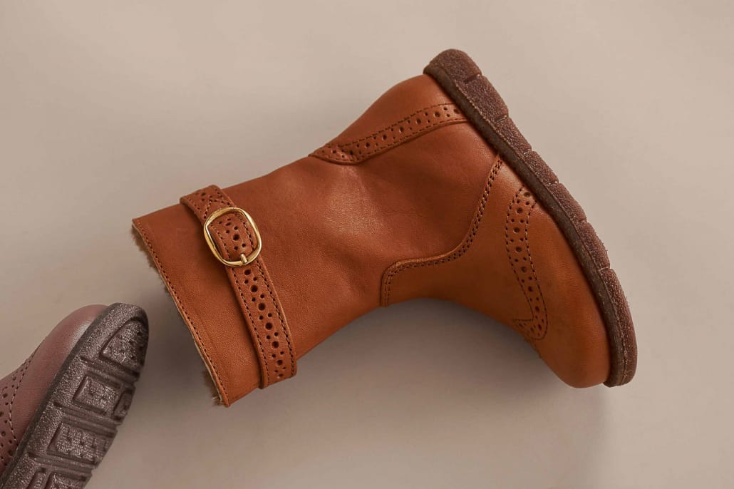 Scarpe Inverno Bambina Stivaletti Noli Marrone Cognac Dettaglio