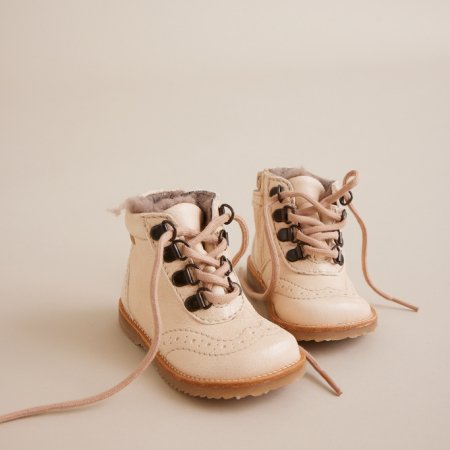Stivaletti primi passi Bisgaard Elli Crema in pelle naturale per bambina per l'inverno