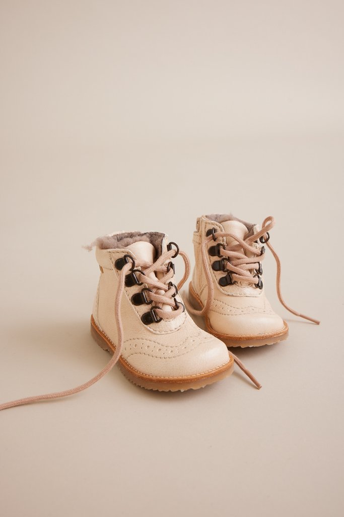 Stivaletti primi passi Bisgaard Elli Crema in pelle naturale per bambina per l'inverno