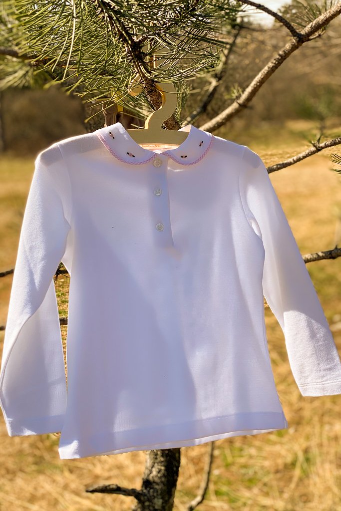 piccoli-sarti-polo-laura-bambina-maglietta-roselline-08 polo elegante rosa per bambina made in italy perfetta per le quattro stagioni, da vivere in armonia con la natura
