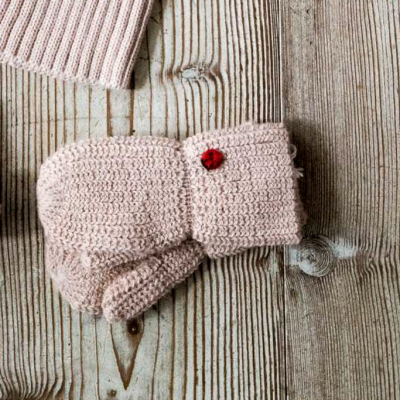 starry guanti bambina alpaca lana rosa