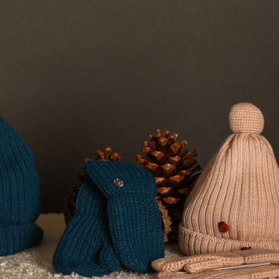 guanti foglia di te bambino inverno alpaca lana
