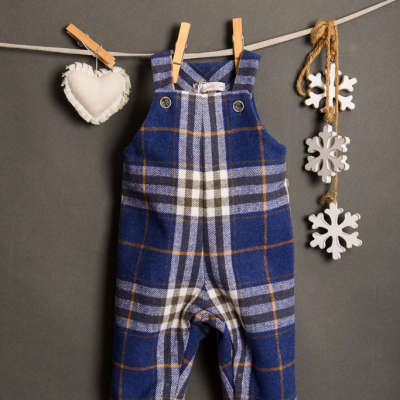 Salopette bambino invernale a quadri Made in Italy artigianale e sostenibile