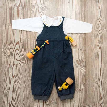 completo salopette e body neonato Made in Italy sostenibile