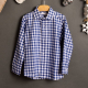 Camicia a quadri bambino, bianca e blu Made in Italy