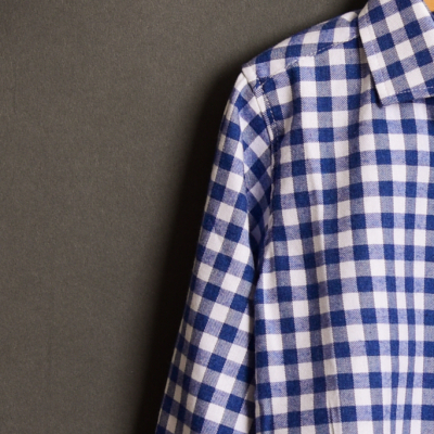 Camicia a quadri bambino, bianca e blu Made in Italy