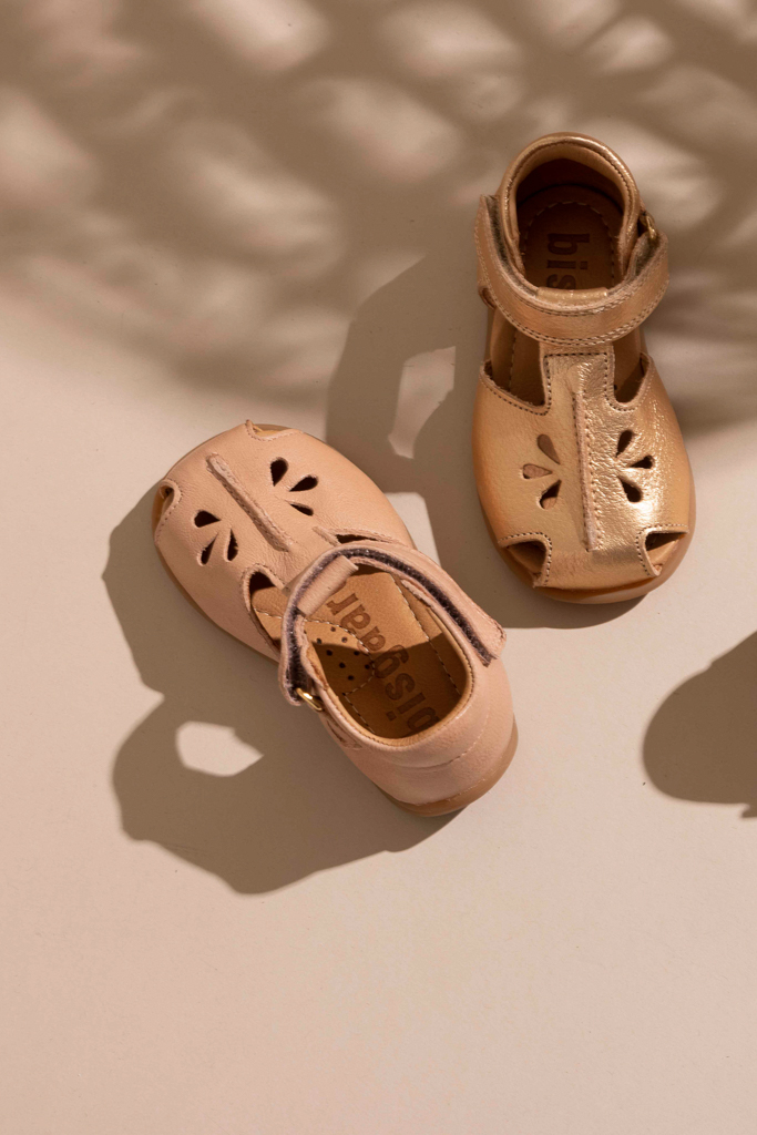 girl sandals elegant and sustainable for first steps, from brand bisgaard